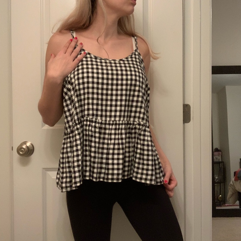black/white peplum tank